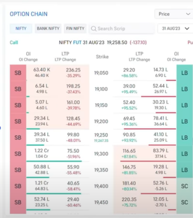Option Chain Screenshot
