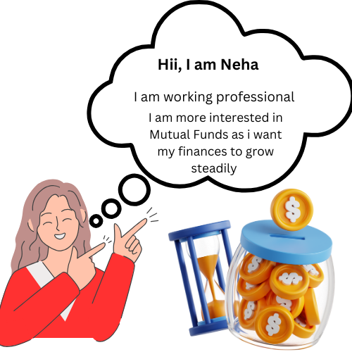 Hii, I am Neha . I am working professional . I am more interested in Mutual Funds as i want my finances to grow steadily